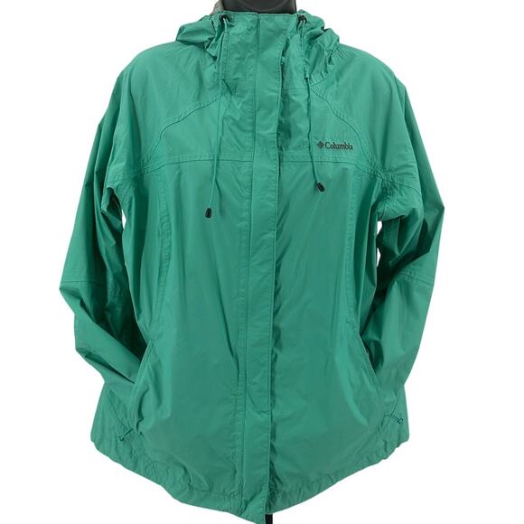 Columbia Omni-Tech Jacket WMNS XLGreen Waterproof Full Zip Lightweight Outdoor - Picture 1 of 10